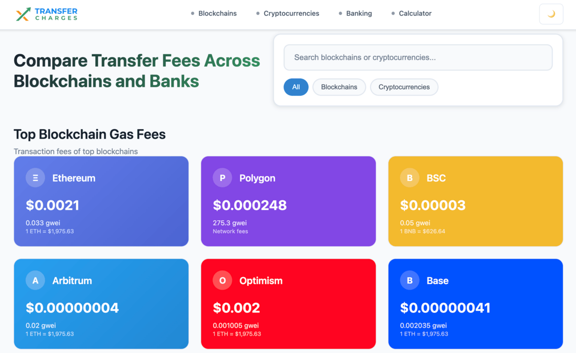 Transfer Charges Fintech Portal